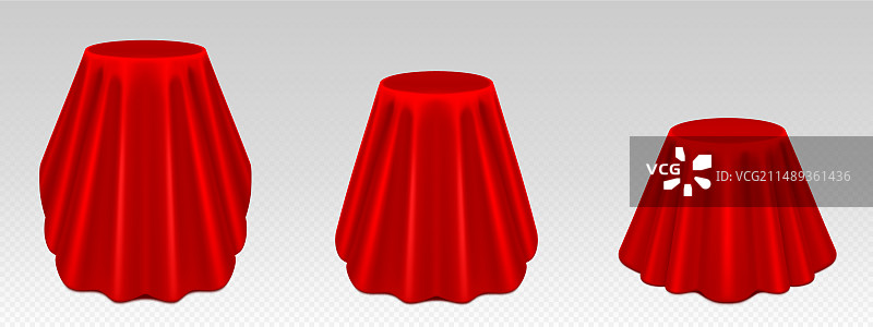 红色幕布覆盖的圆形讲台或桌子图片素材
