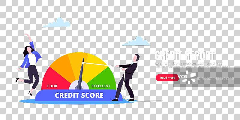 男女推动信用评分箭头图片素材