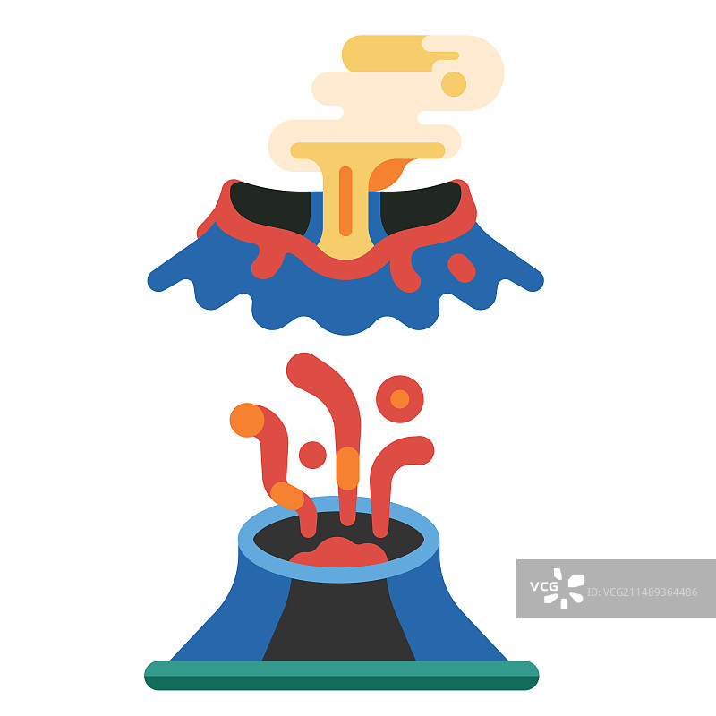 扁平设计火山喷发图标图片素材