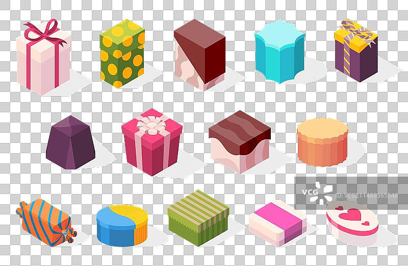 礼盒图标套装（粉彩色包装）图片素材