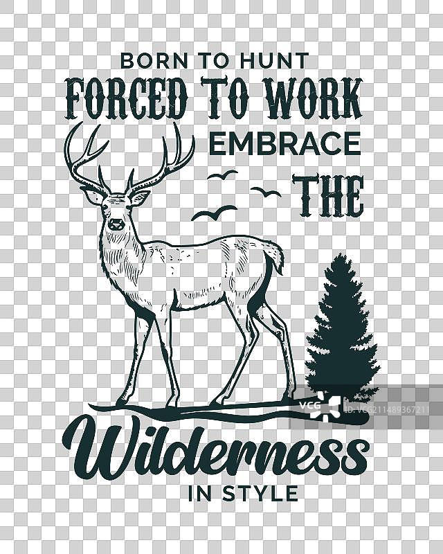 户外狩猎主题T恤设计图片素材