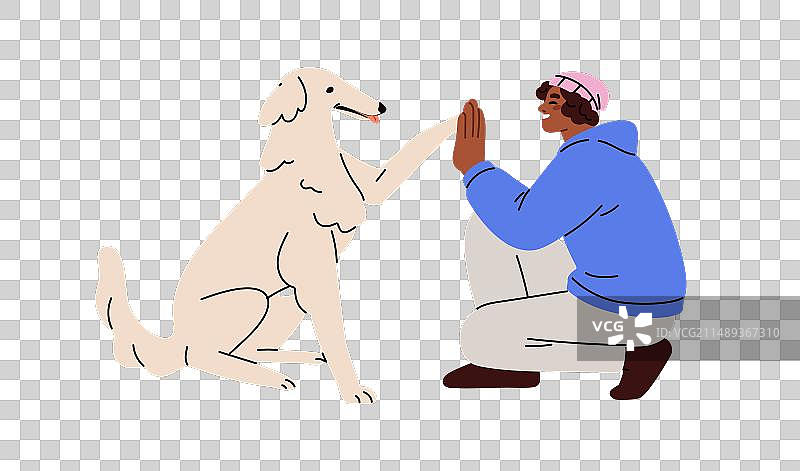 狗狗与人击掌图片素材