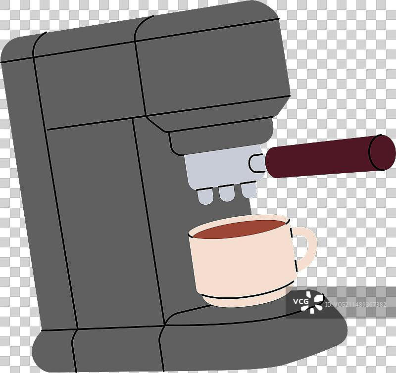 带杯子的手绘咖啡机元素图片素材