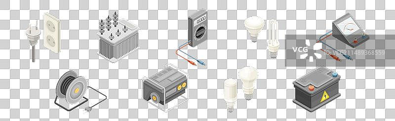 电力和能源物体2.5D插画图片素材