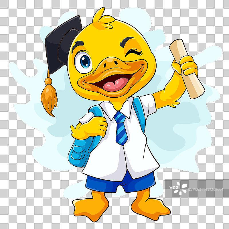 卡通鸭子变学者图片素材