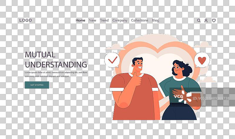 积极关系网络横幅或着陆页图片素材