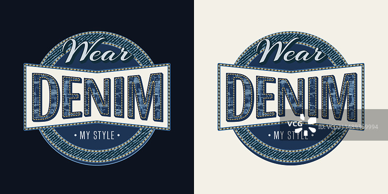 圆形牛仔纹理文字标签图片素材