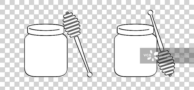 蜂巢的木制蜂蜜棒图片素材