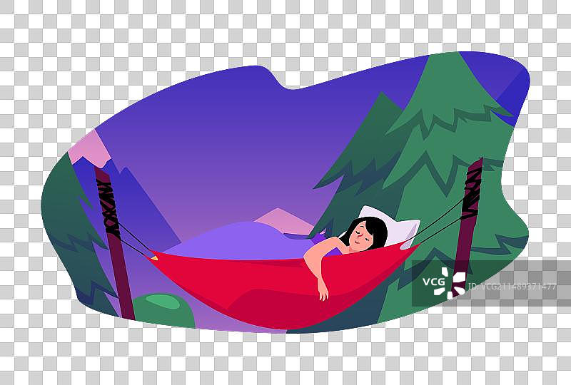 黄昏时分的山间吊床图片素材