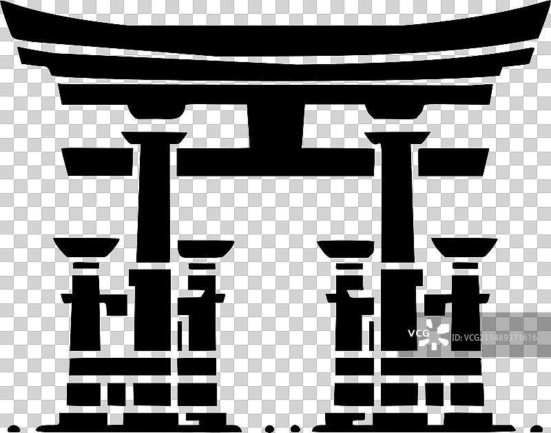 鸟居剪影图片素材