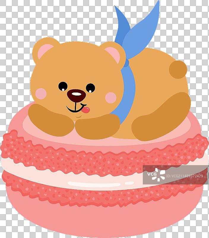 可爱的泰迪熊在马卡龙上图片素材