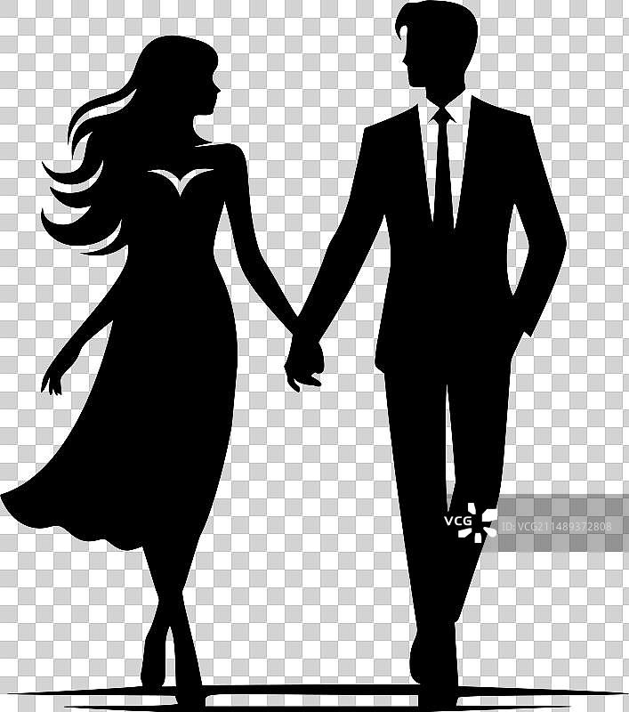 优雅情侣剪影图片素材