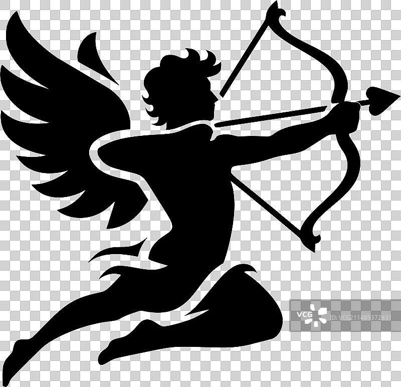 丘比特剪影图片素材