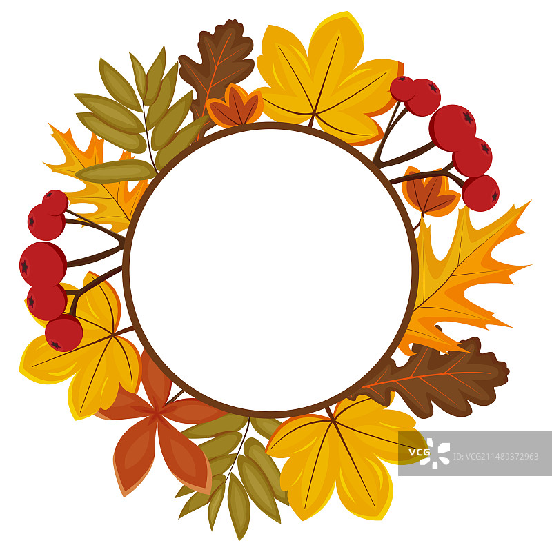 秋季感恩节圆形白色框架图片素材