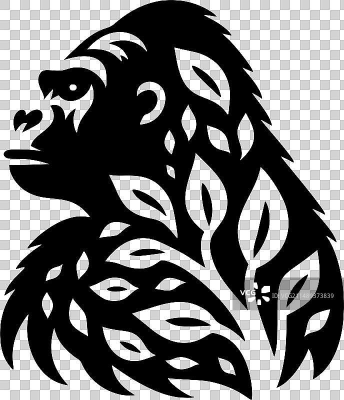 叶状大猩猩轮廓图片素材