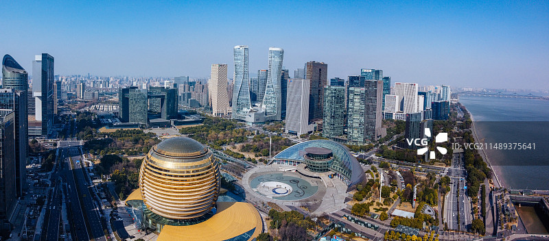 杭州 城市阳台 市民中心 钱江新城 洲际酒店 杭州大剧院 世包国际中心 来福士广场图片素材