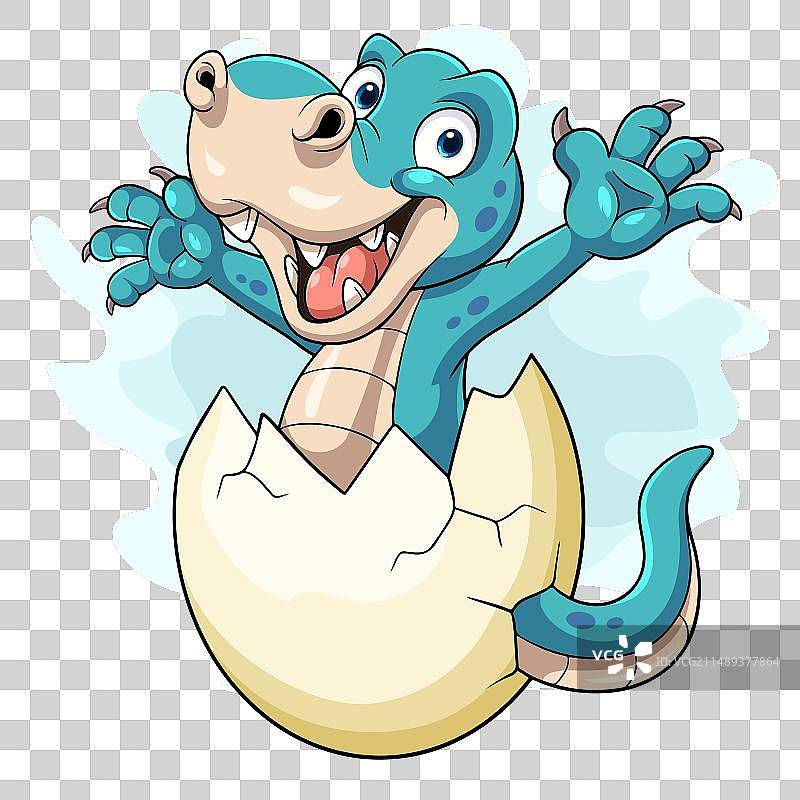 卡通恐龙宝宝破壳而出图片素材