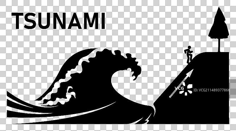 海啸危险区标志图片素材