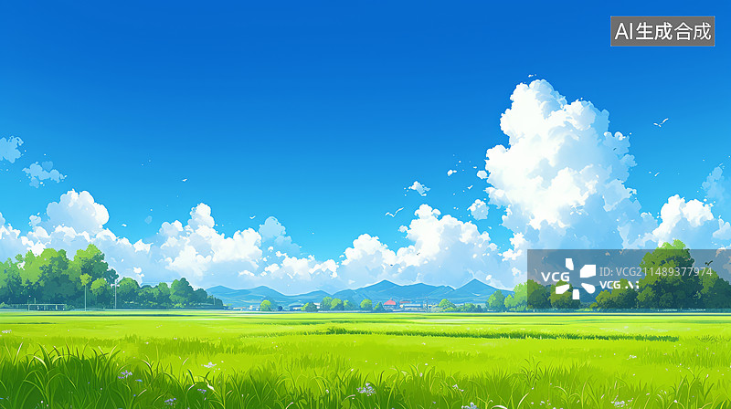 【AI数字艺术】卡通风格田园风光插画图片素材