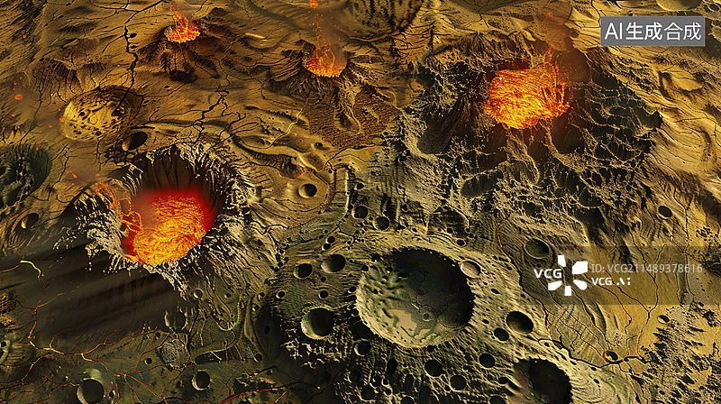 【AI数字艺术】震撼人心的火山熔岩鸟瞰图图片素材