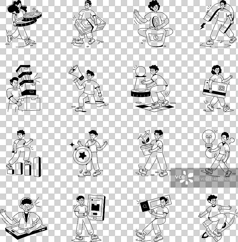 销售与市场营销线性元素包图片素材