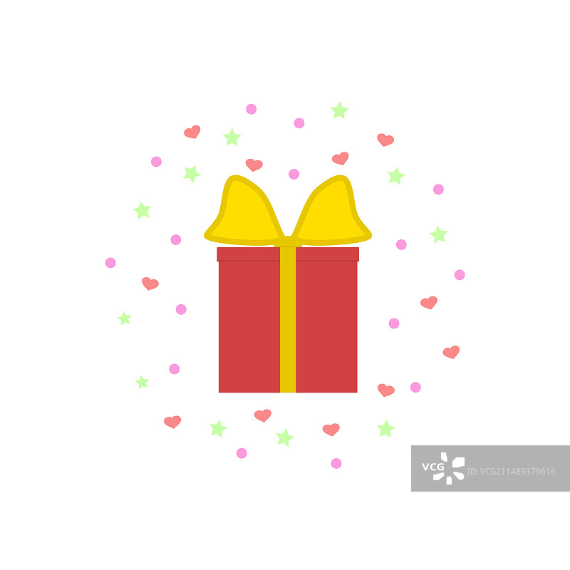 带星星和红心的惊喜红色礼品盒图片素材
