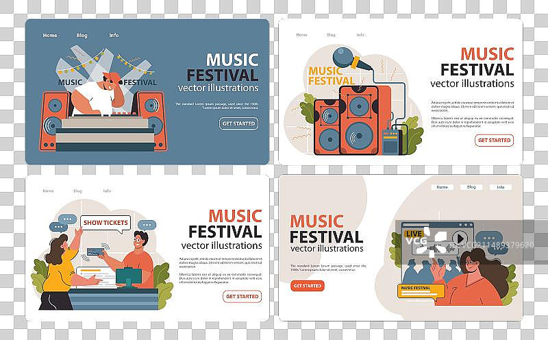 音乐节扁平化设计图片素材