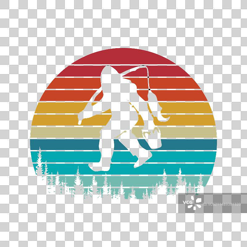 戴卡车帽的趣味大脚怪低音钓鱼复古风图片素材