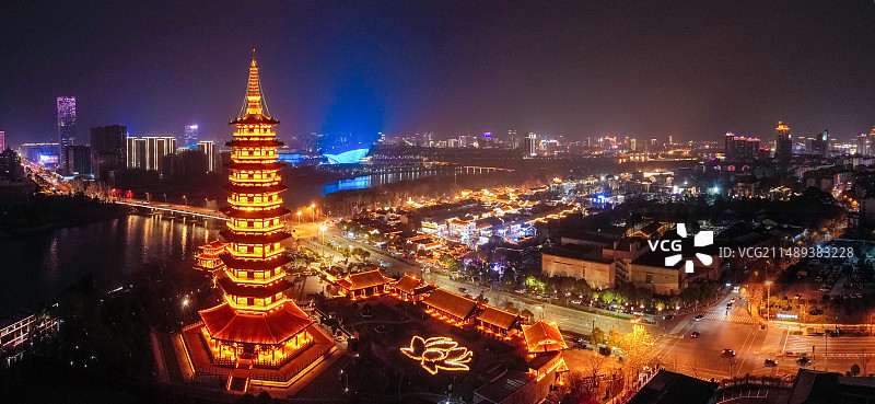 金华市 万佛塔夜景 洪济桥 古子城 金华市博物馆 金华市三清宫 复兴大桥 八咏公园图片素材