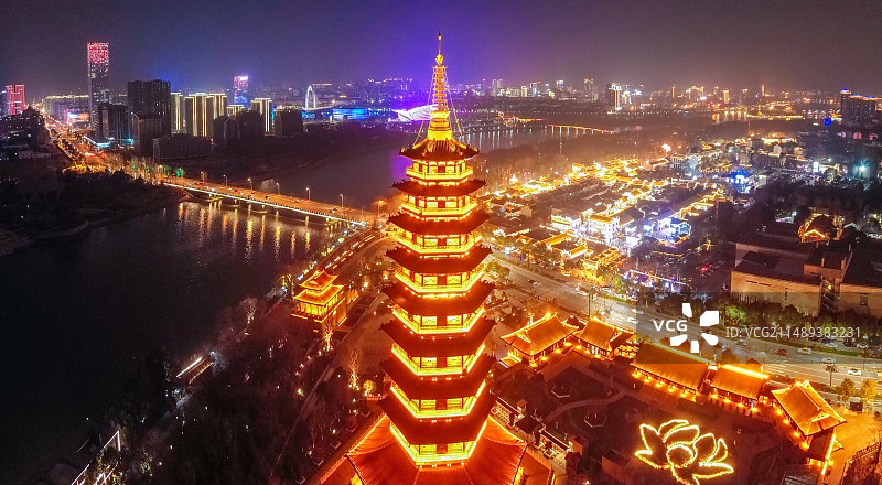 金华市 万佛塔夜景 洪济桥 古子城 金华市博物馆 金华市三清宫 复兴大桥 八咏公园图片素材