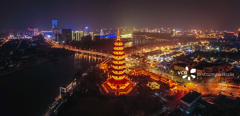 金华市 万佛塔夜景 洪济桥 古子城 金华市博物馆 金华市三清宫 复兴大桥 八咏公园图片素材
