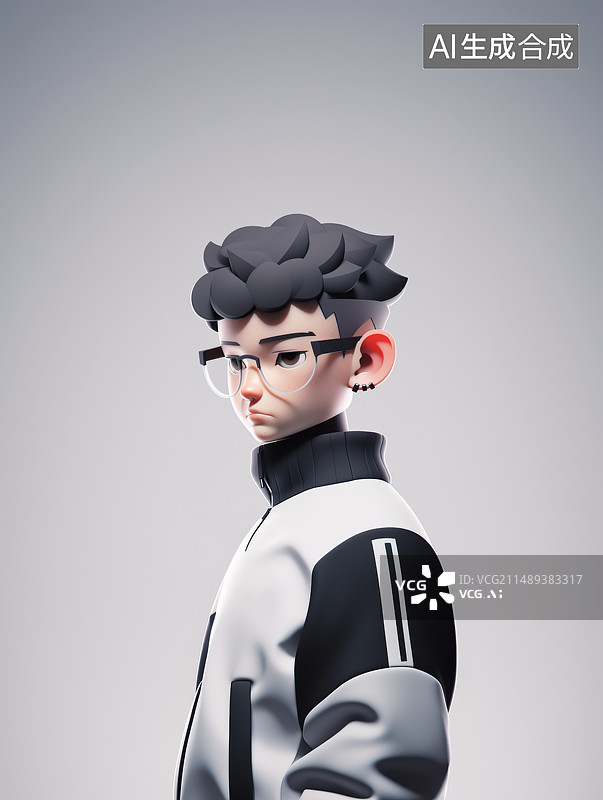 【AI数字艺术】3D渲染可爱帅气男孩图片素材