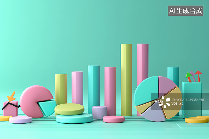 【AI数字艺术】3维数据图标金融经济题材图片素材