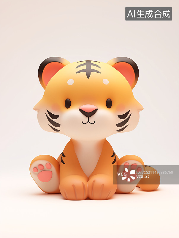 【AI数字艺术】3D，卡通，元素，老虎图片素材
