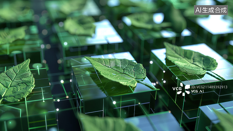 【AI数字艺术】三维立体绿色环保概念主题背景图片素材