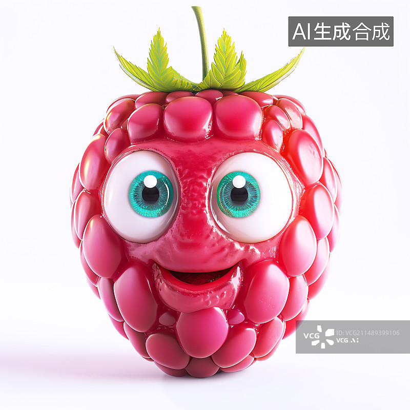 【AI数字艺术】覆盆子树莓酱果3D可爱卡通形象吉祥物图片素材