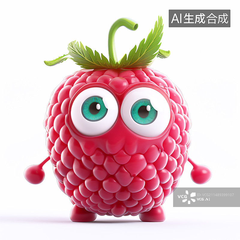 【AI数字艺术】覆盆子树莓酱果3D可爱卡通形象吉祥物图片素材