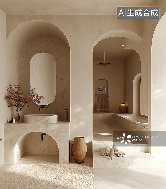 【AI数字艺术】室内卫生间背景图片素材