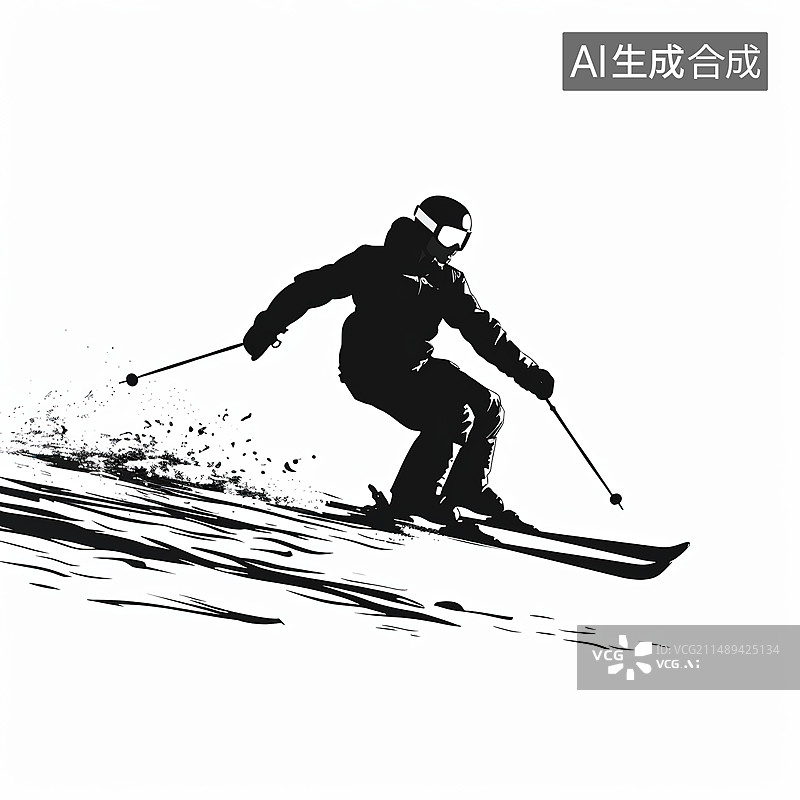【AI数字艺术】在晴空中滑雪的人图片素材