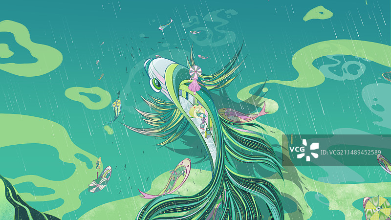 雨天谷雨节气插画图片素材