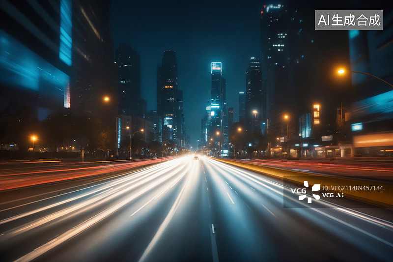 【AI数字艺术】速度感城市交通背景图片素材