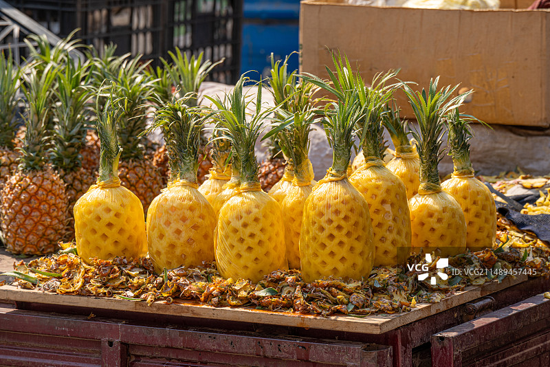 市面上出售的菠萝特写图片素材