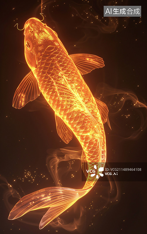 【AI数字艺术】金色锦鲤插画，庆祝传统节日美好寓意场景插图图片素材