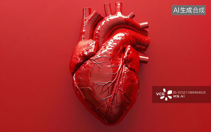 【AI数字艺术】三维心脏病冠心病心脑血管疾病模型，世界心脏病日概念插图图片素材