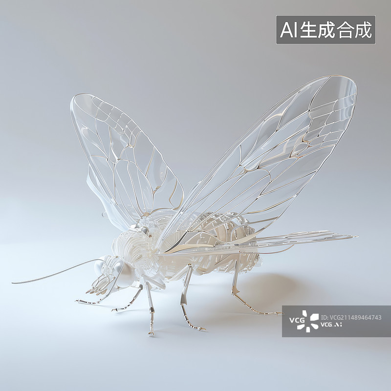 【AI数字艺术】透明水晶昆虫素材图片图片素材