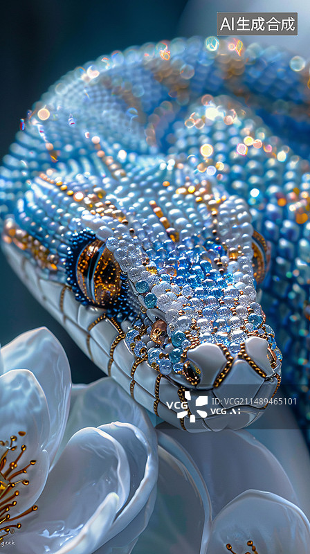 【AI数字艺术】十二生肖国风封面3D插画巳蛇，蛇年ip设计图片素材