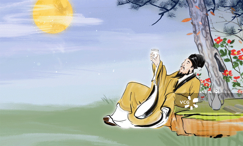 苏东坡水调歌头明月几时有唐朝服饰汉服诗人唐诗图画书古代人物画动画插图图片素材
