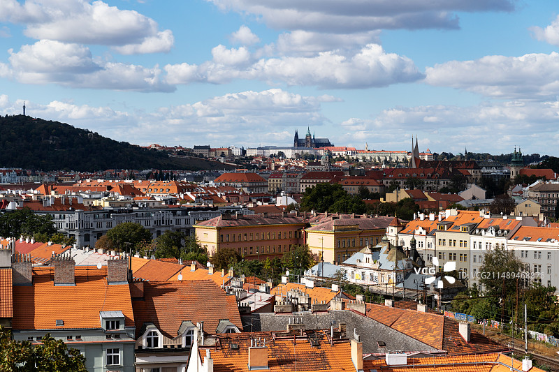 捷克首都布拉格城堡山查理大桥图片素材