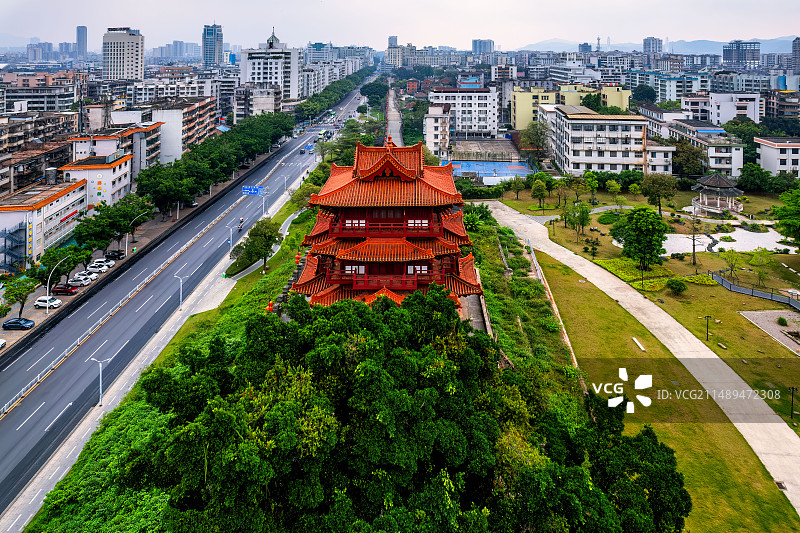 肇庆披云楼航拍图片素材