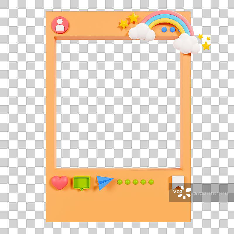 3D立体ins风拍照边框文本框元素图片素材